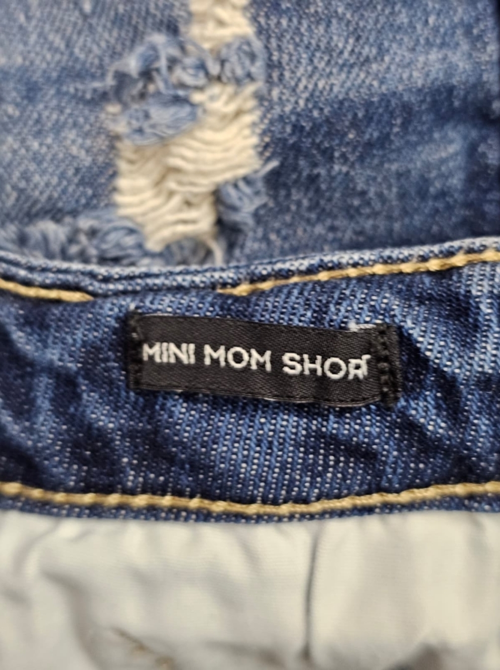 Justice Mini Mom Rainbow Embellished Distressed Jean Shorts, Sz 8 - Picture 7 of 8